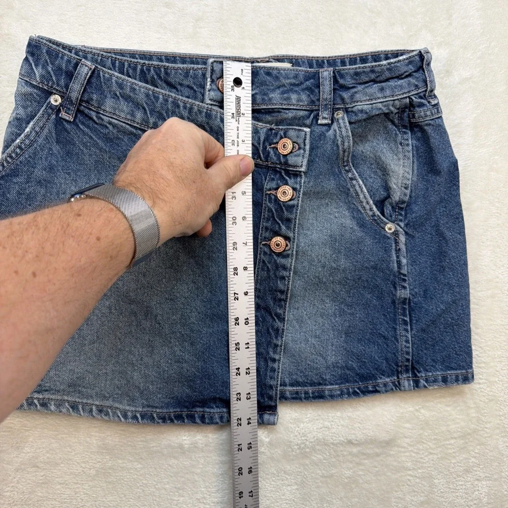 Free People We The Free Denim Mini Skirt‎ Women's 29 Button Front Y2K Boho